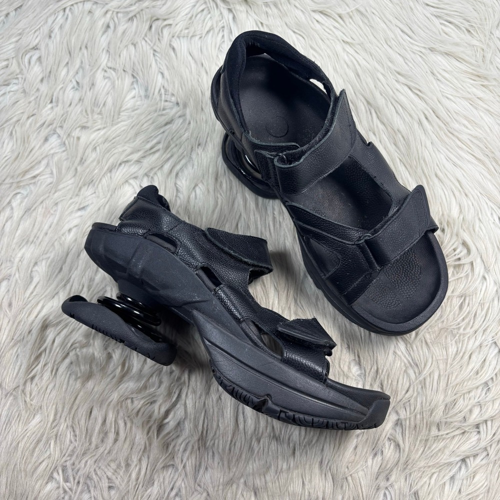 Z-CoiL Women's 10 Black Leather Sidewinder Orthopedic Sandals Pain Relief